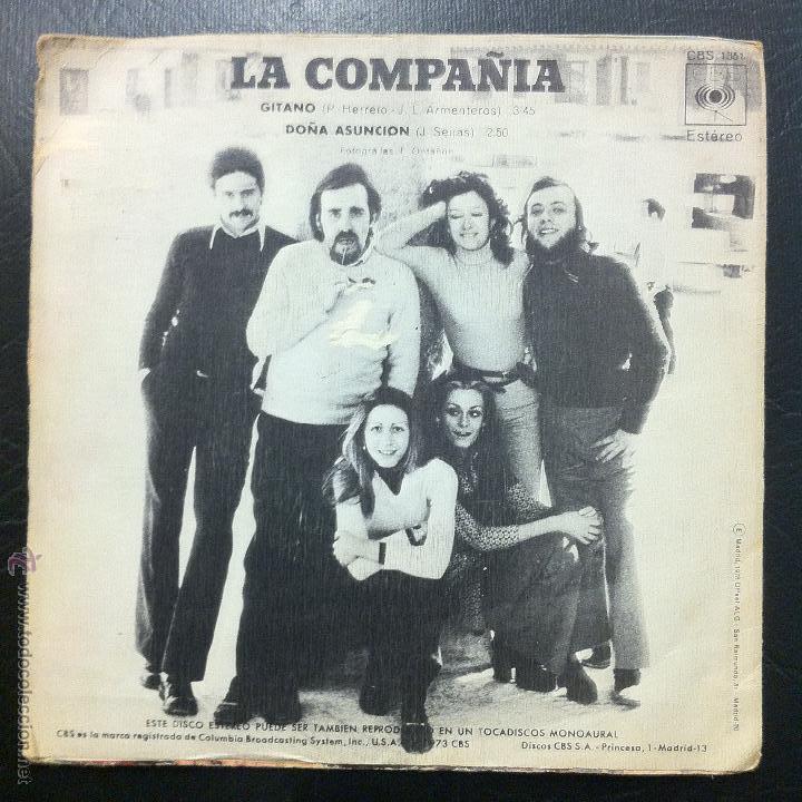 Discos de vinilo: SINGLE LA COMPA&Ntilde;&Iacute;A - GITANO - CBS 1973. - Foto 2