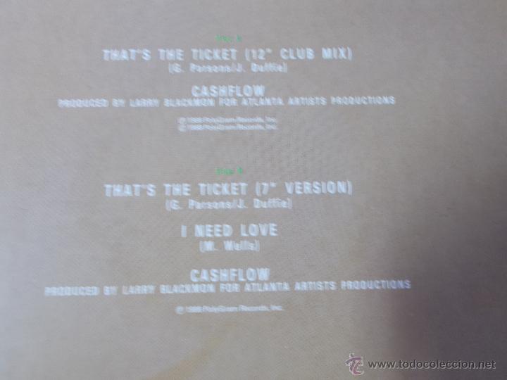 Discos de vinilo: CASHFLOW. THAT&acute;S THE TICKET  MAXI. 12 - Foto 3