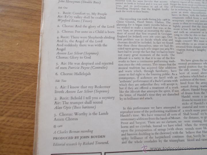 Discos de vinilo: THE MESSIAH . GEORGE FREDERICK HANDEL - Foto 2