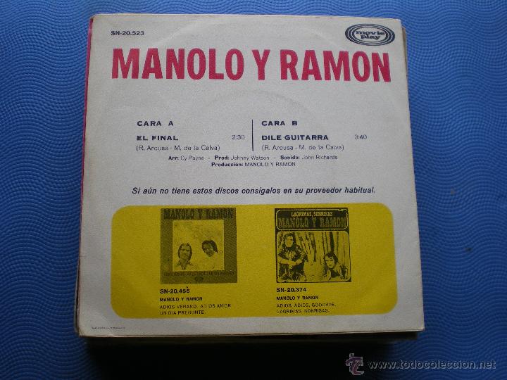 Discos de vinilo: MANOLO Y RAMON EL FINAL SINGLE SPAIN 1971  PDELUXE - Foto 2