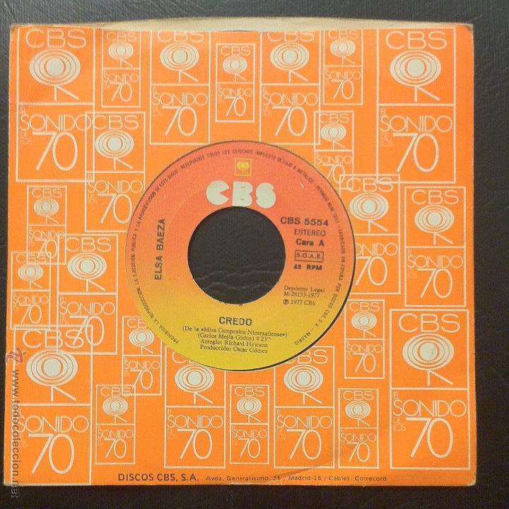 Discos de vinilo: SINGLE ELSA BAEZA - CREDO - LA CARMEN ASEADA - CBS 1977. - Foto 1
