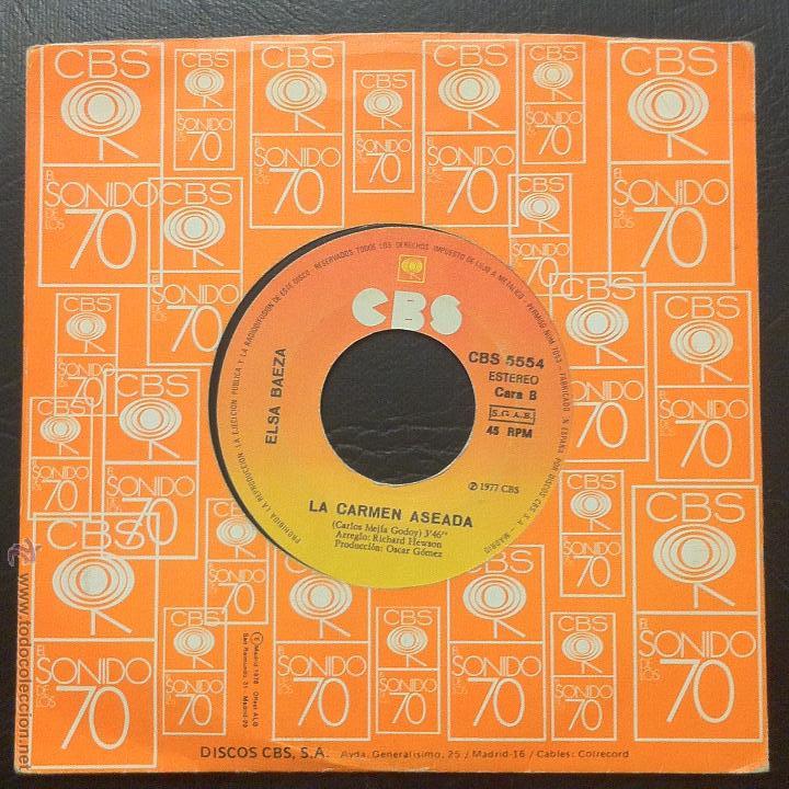 Discos de vinilo: SINGLE ELSA BAEZA - CREDO - LA CARMEN ASEADA - CBS 1977. - Foto 2