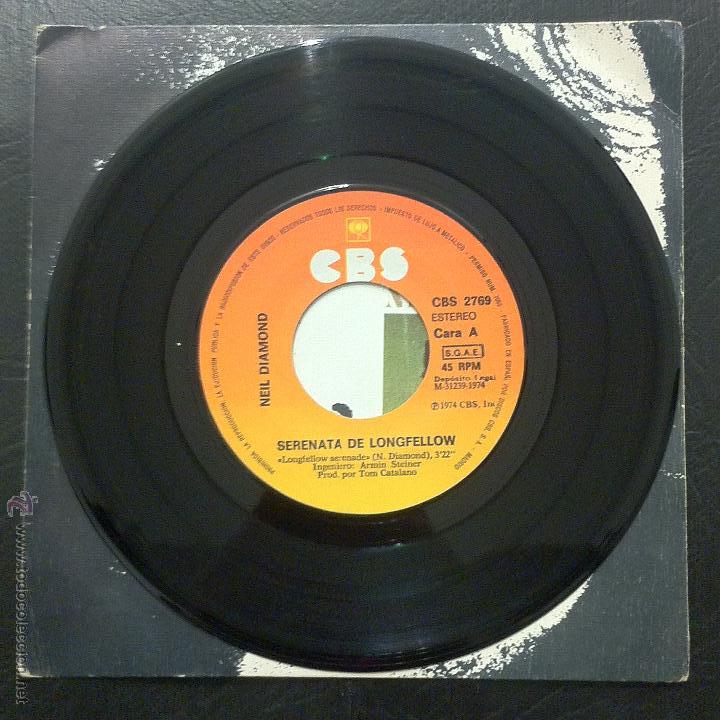 Discos de vinilo: SINGLE NEIL DIAMOND - SERENATA DE LONGFELLOW - CBS 1974. - Foto 3