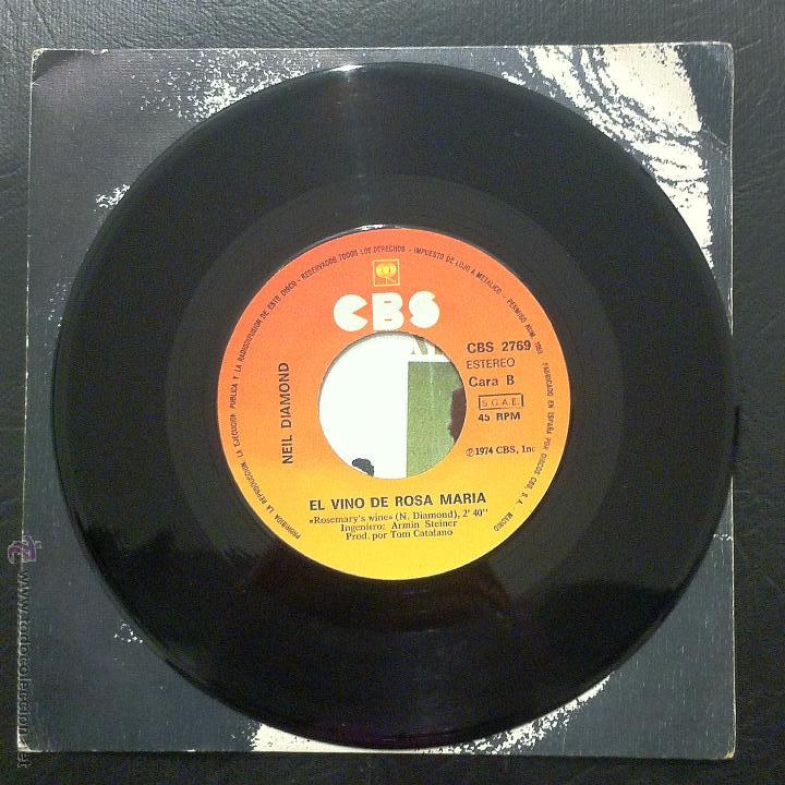 Discos de vinilo: SINGLE NEIL DIAMOND - SERENATA DE LONGFELLOW - CBS 1974. - Foto 4