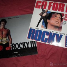 Discos de vinilo: ROCKY III LP BANDA SONORA ORIGINAL MUSICA BILL CONTI Y MAXI ROCKY V. Lote 50111290