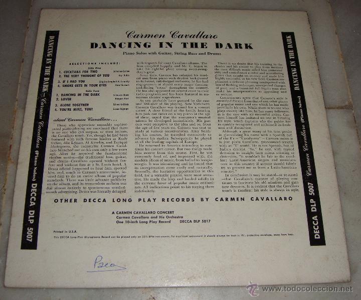 Discos de vinilo: LP. Carmen Cavallaro. Dancing in the Dark. - Foto 2