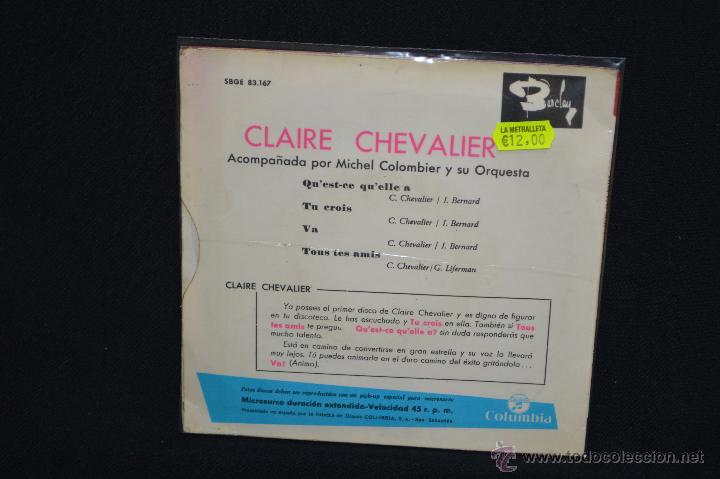 Discos de vinilo: CLAIRE CHEVALIER - QU&acute;EST CE QU&acute;ELLE A ? +3 -EP - Foto 2