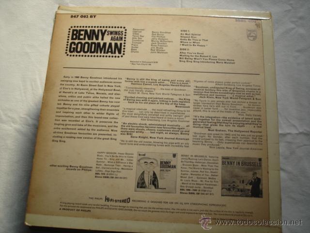 Discos de vinilo: BENNY GOODMAN  SWINGS AGAIN - Foto 2