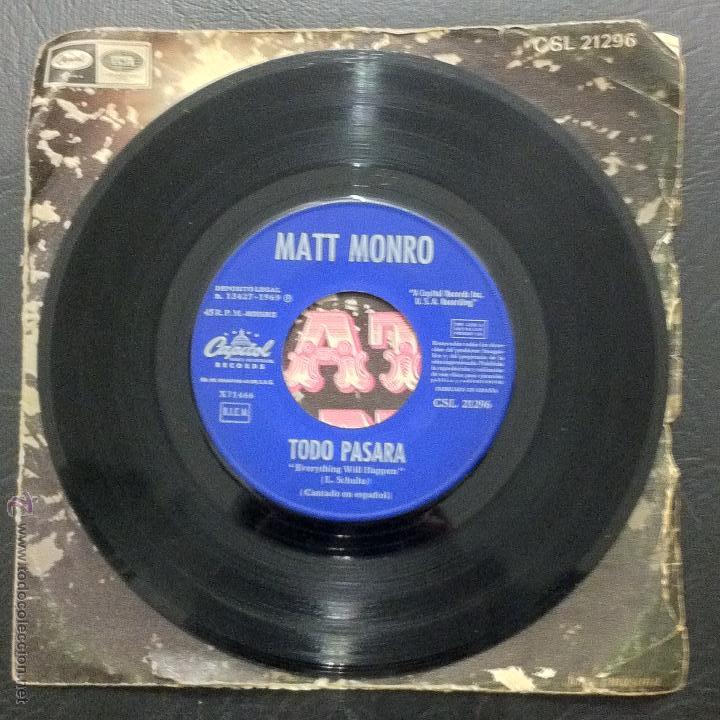 Discos de vinilo: SINGLE MATT MONRO - TODO PASAR&Aacute; - CAPITOL 1969. - Foto 3