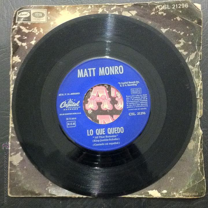 Discos de vinilo: SINGLE MATT MONRO - TODO PASAR&Aacute; - CAPITOL 1969. - Foto 4