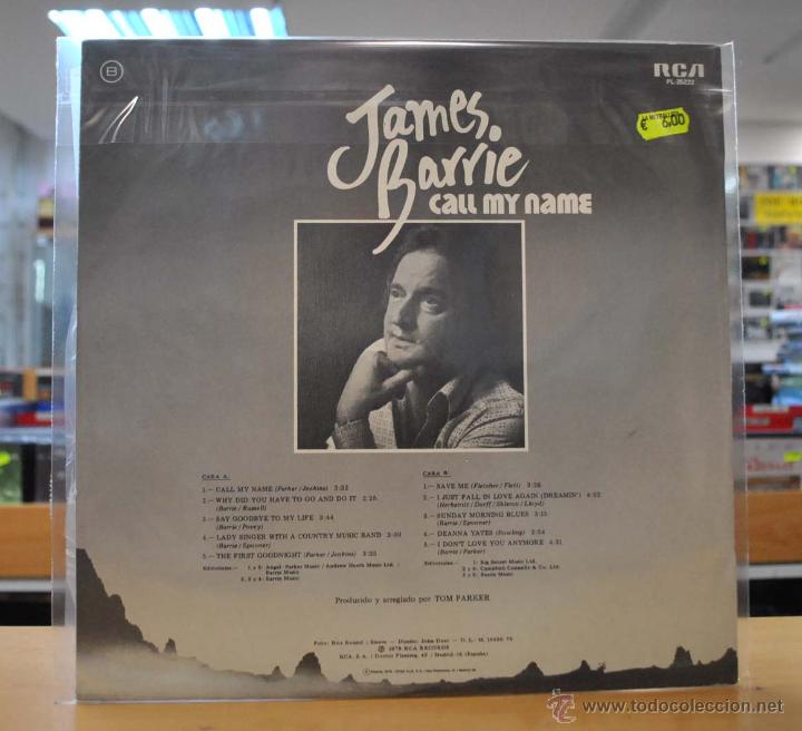 Discos de vinilo: JAMES BARRIE - CALL MY NAME - LP - Foto 2