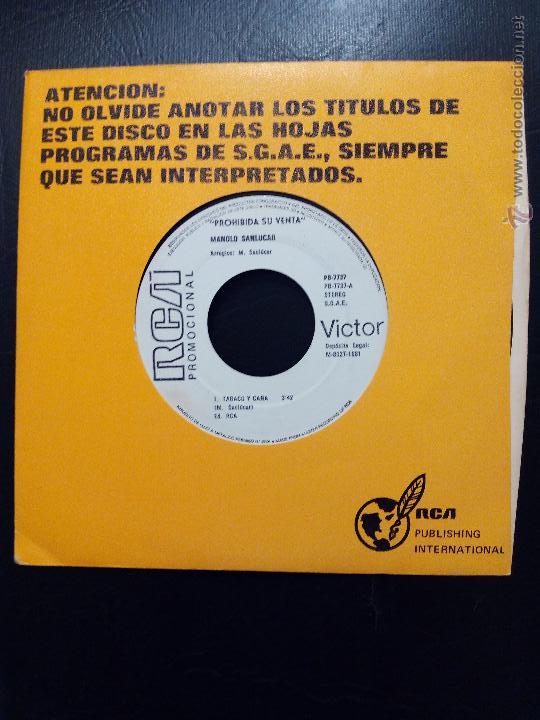 Discos de vinilo: SINGLE MANOLO SANLUCAR - TABACO Y CA&Ntilde;A - MARE - RCA 1981. - Foto 1