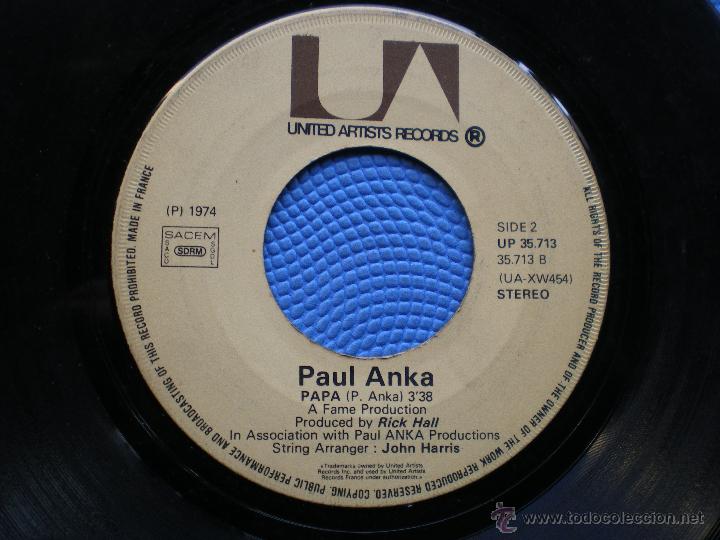 Dischi in vinile: SINGLE SIN CARATULA PAUL ANKA PAPA 1974 VER FOTOS