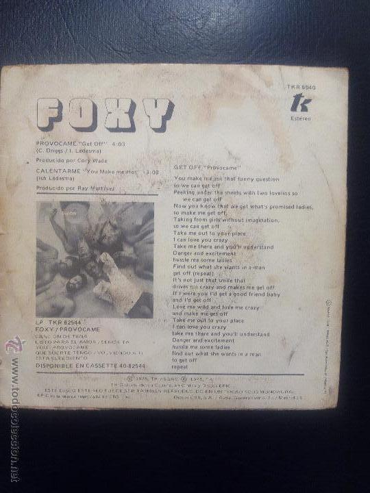 Discos de vinilo: SINGLE FOXY - PROVOCAME - CALENTARME - EPIC 1978. - Foto 2