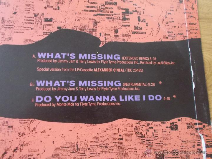 Discos de vinilo: ALEXANDER O&acute;NEAL. WHAT&acute;S MISSING MAXI 12 - Foto 3