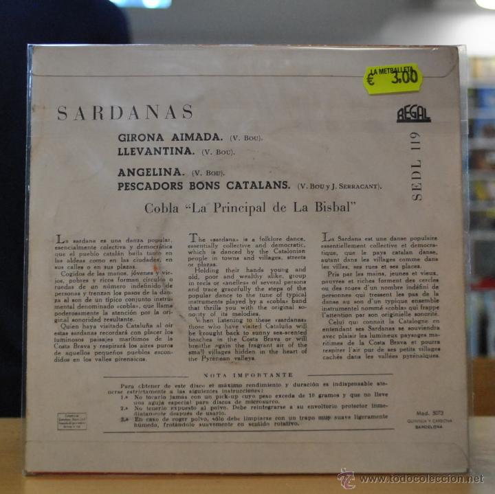 Discos de vinilo: COBLA LA PRINCIPAL DE LA BISBAL - GIRONA AIMADA + 3 - EP - Foto 2