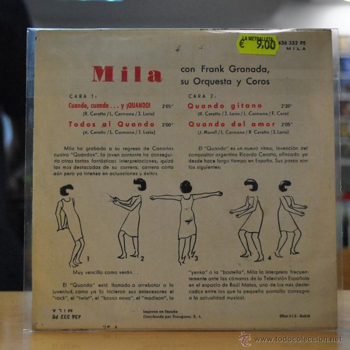 Discos de vinilo: MILA - CUANDO CUANDO Y CUANDO + 3 - EP - Foto 2