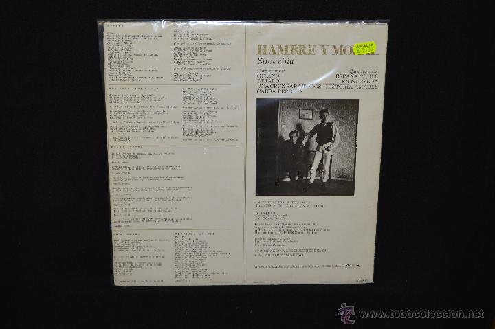 Discos de vinilo: SOBERBIA -HAMBRE Y MORAL - LP - Foto 2