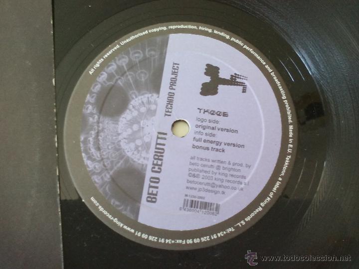Discos de vinilo: Beto Cerutti. Techno Project. Original version. full energy version. Tekktonn. Maxi Vinilo - Foto 2