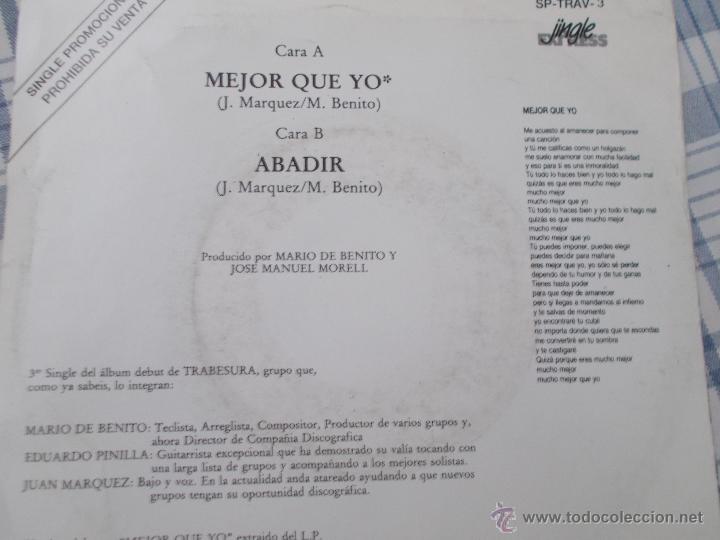 Discos de vinilo: TRABESURA. MEJOR QUE YO - Foto 2