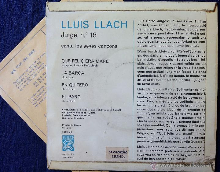 Discos de vinilo: LLUIS LLACH, LA BARCA +3 (CONCENTRIC 1967) SINGLE EP + LLETRES - - Foto 2 - 50366641