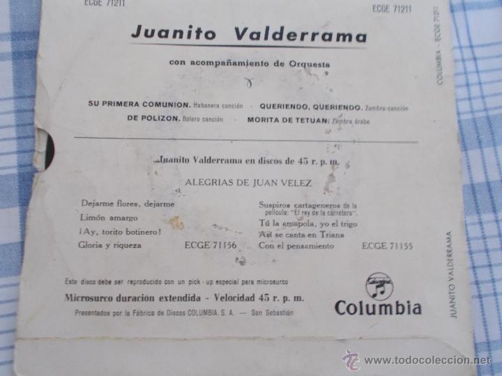 Discos de vinilo: JUANITO VALDERRAMA. SU PRIMERA COMUNION. - Foto 2