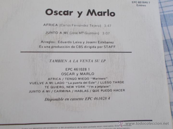 Discos de vinilo: OSCAR Y MARLO. AFRICA. - Foto 2
