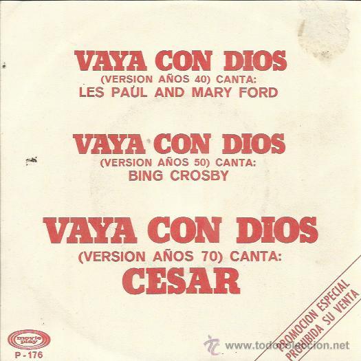 Discos de vinil: CESAR Sg MOVIEPLAY 1973 PROMO vaya con dios (+ versiones de bing crosby y les paul y mary ford)