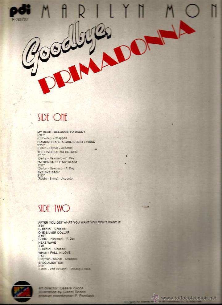 Discos de vinilo: LP MARILYN MONROE : GODBYE, PRIMADONNA - Foto 2