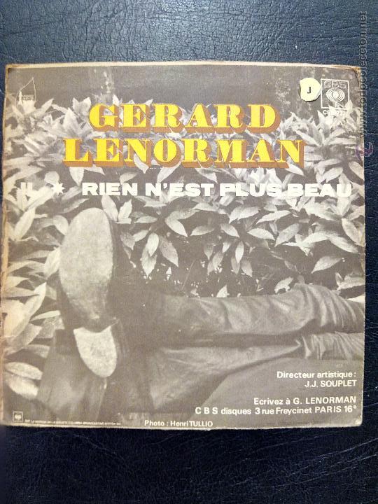 Discos de vinilo: SINGLE GERARD LENORMAN - RIEN NEST PLUS BEAU - IL - CBS - Foto 2