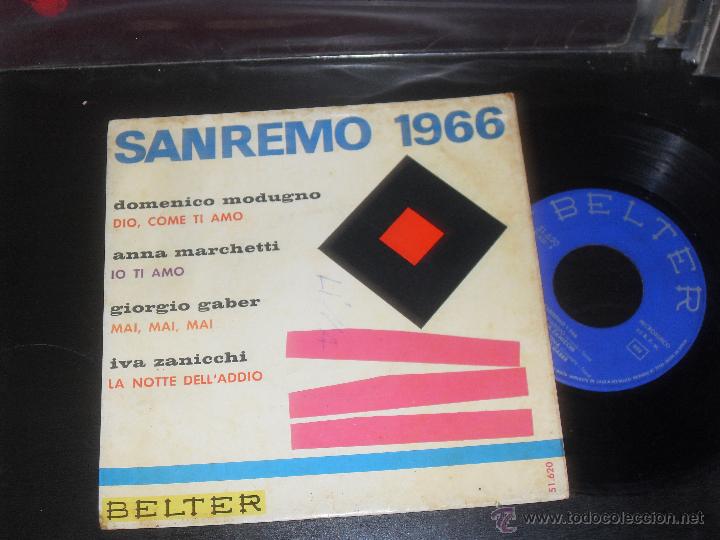 Discos de vinilo: SANREMO 1966. EP. MADE IN SPAIN. 1966 - Foto 1