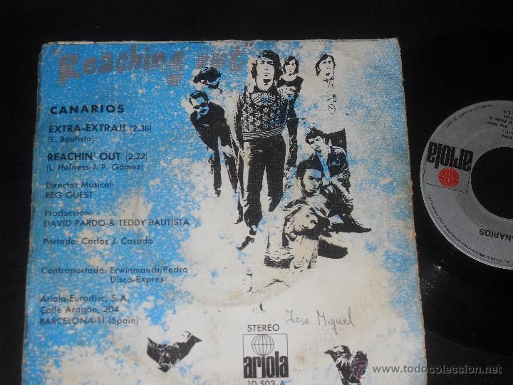 Discos de vinilo: CANARIOS SINGLE. EXTRA EXTRA. MADE IN SPAIN. 1971. - Foto 2
