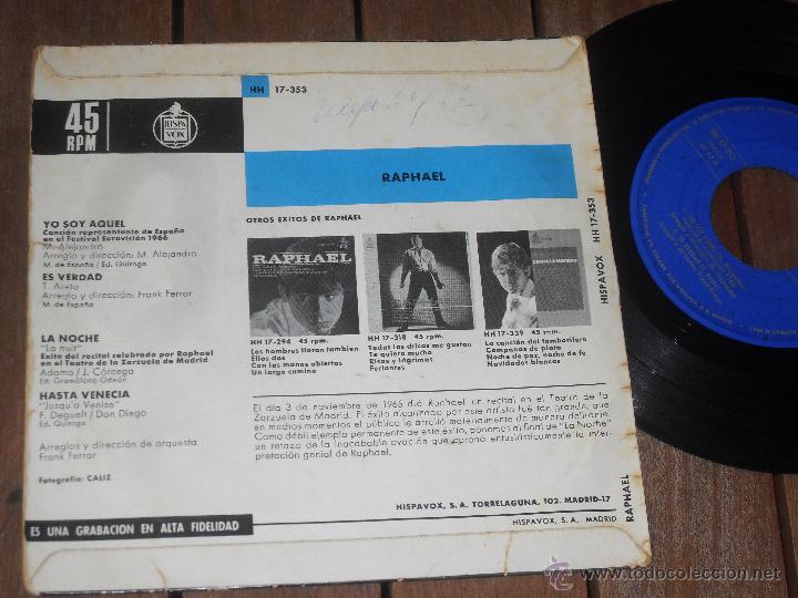 Discos de vinilo: RAPHAEL EP. YO SOY AQUEL MADE IN SPAIN. 1966 - Foto 2