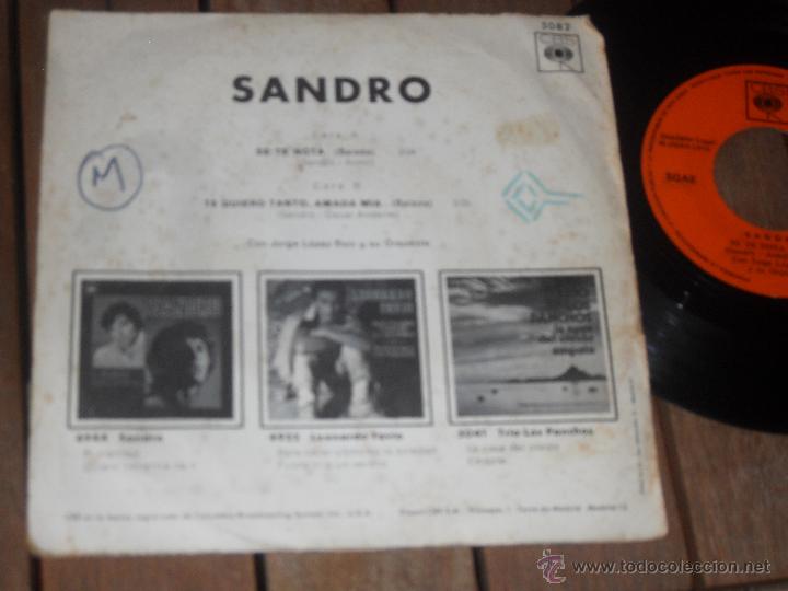 Discos de vinilo: SANDRO. SINGLE.  SE TE NOTA. MADE IN SPAIN. 1970 - Foto 2
