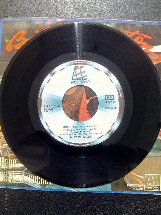 Discos de vinilo: SINGLE BILLY PRESTON - HOPE - SOCK-IT, ROCKET - MOTOWN 1981. - Foto 3