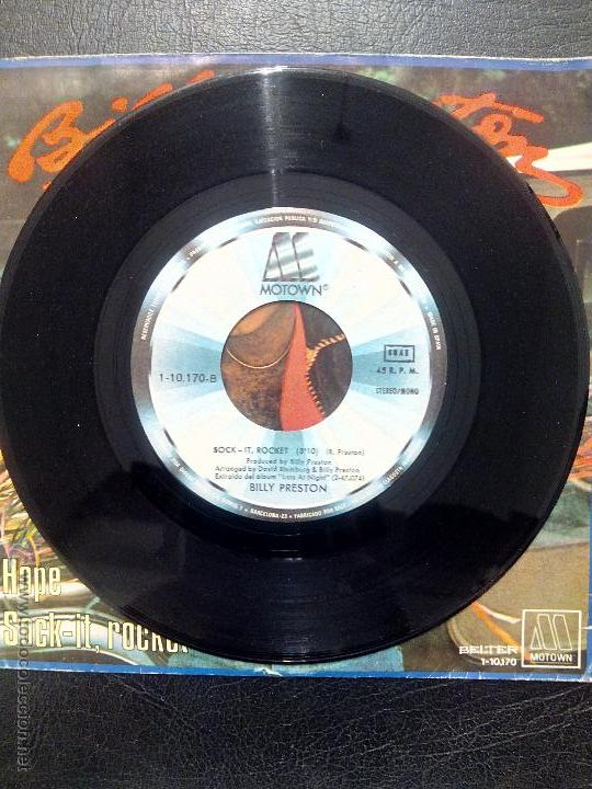 Discos de vinilo: SINGLE BILLY PRESTON - HOPE - SOCK-IT, ROCKET - MOTOWN 1981. - Foto 4