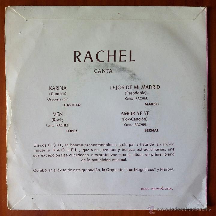 Discos de vinilo: RACHEL CON LOS MAGNIFICOS, KARINA +3 (BCD 1971) SINGLE EP ESPAÑA- AMOR YE-YE, VEN LEJOS DE MI MADRID - Foto 2 - 50633896
