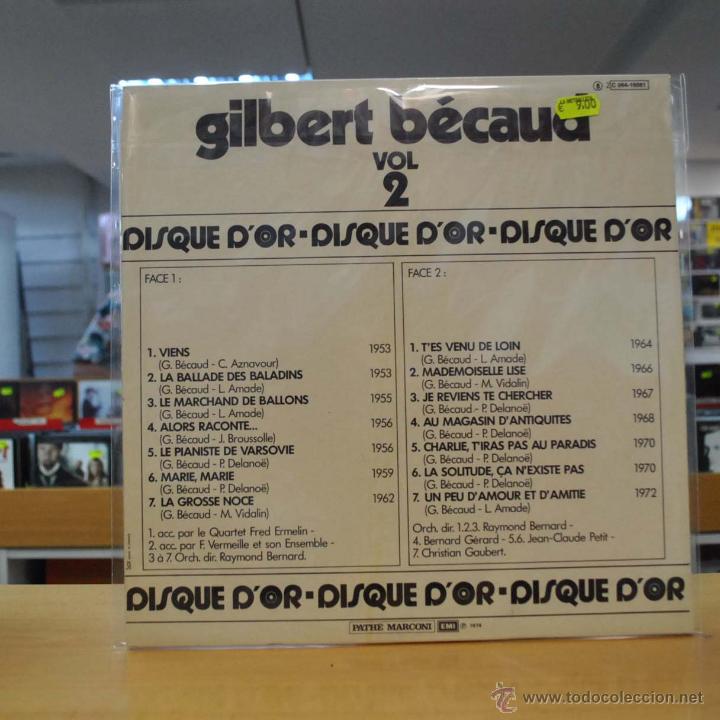 Discos de vinilo: GILBERT BECAUD - DISQUE DOR VOL 2 - GATEFOLD - LP - Foto 2