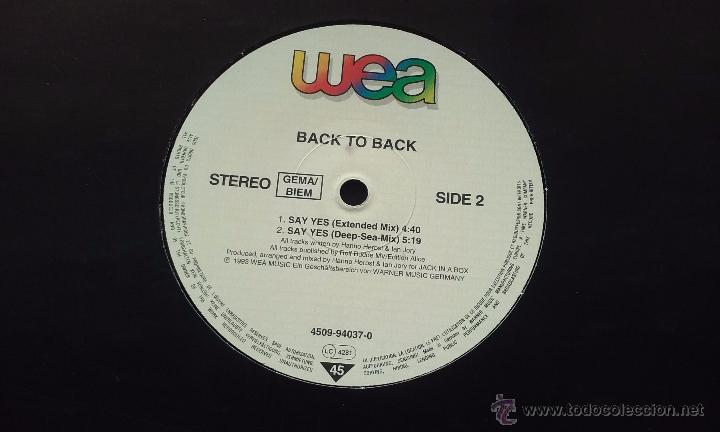 Discos de vinilo: Back To Back - Say Yes - 1993 - Foto 1