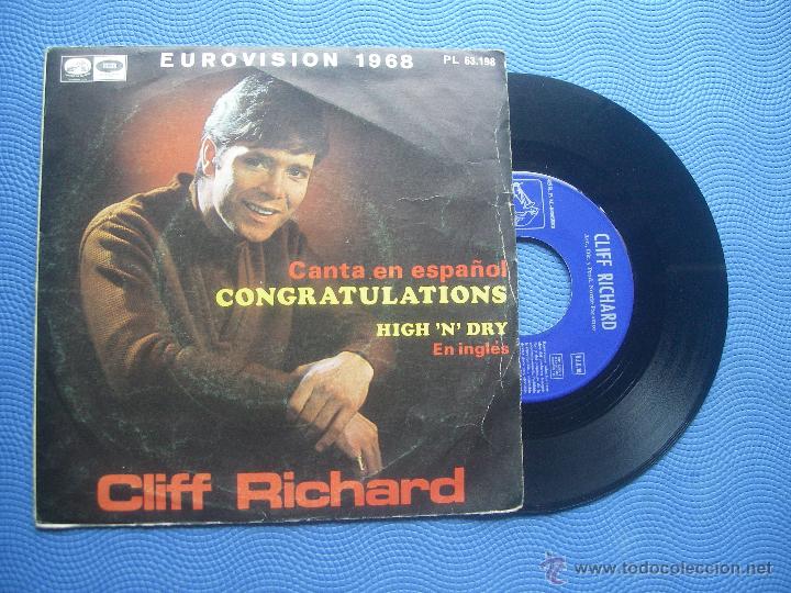 Discos de vinilo: CLIFF RICHARD CONGRATULATIONS single spain 1968   PDELUXE - Foto 1
