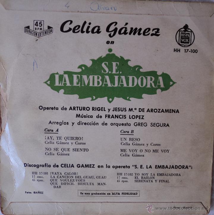 Discos de vinilo: Celia G&aacute;mez - S. E. La Embajadora - Edici&oacute;n de 1959 de Espa&ntilde;a - Foto 2