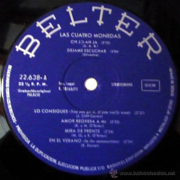 Discos de vinilo: LAS CUATRO MONEDAS,  LP. BELTER. 1972 - Foto 3