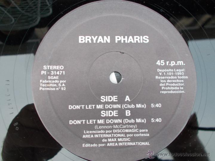 Discos de vinilo: BRYAN PHARIS. DON&acute;T LET ME DOWN MAXI 12 - Foto 2