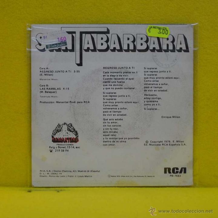 Discos de vinilo: SANTABARBARA - REGRESO JUNTO A TI - SINGLE - Foto 2