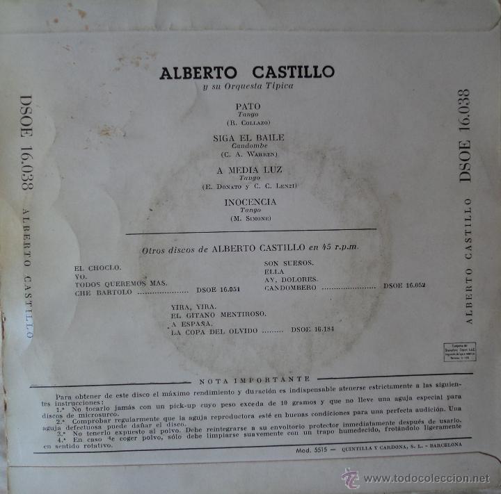 Discos de vinilo: Alberto Castillo - Pato - Edici&oacute;n de Espa&ntilde;a - Foto 2