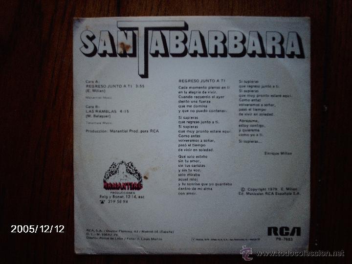Discos de vinilo: santabarbara  -  regreso junto a ti  +  las ramblas - Foto 2