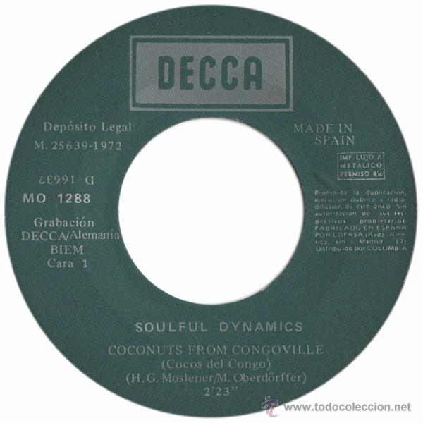 Discos de vinilo: Soulful Dynamics &ndash; Coconuts From Congovilla - Sg Spain 1972 - Decca MO 1288 - Foto 3