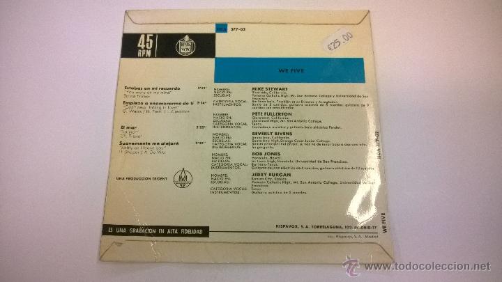 Discos de vinilo: We Five.Estabas en mi recuerdo.EP.ESPA&Ntilde;A 1966.HISPAVOX. - Foto 2