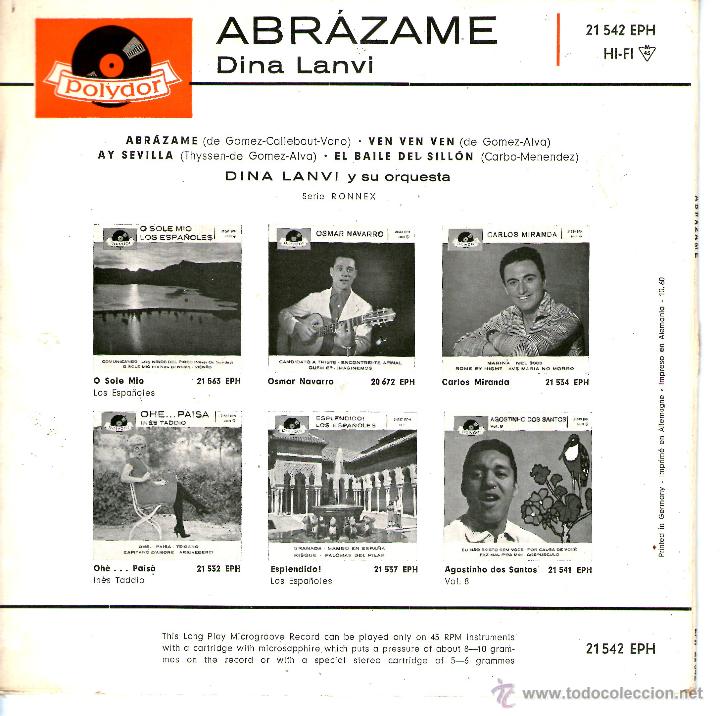 Discos de vinilo: DINA LANVI - ABRAZAME +3 - Foto 2