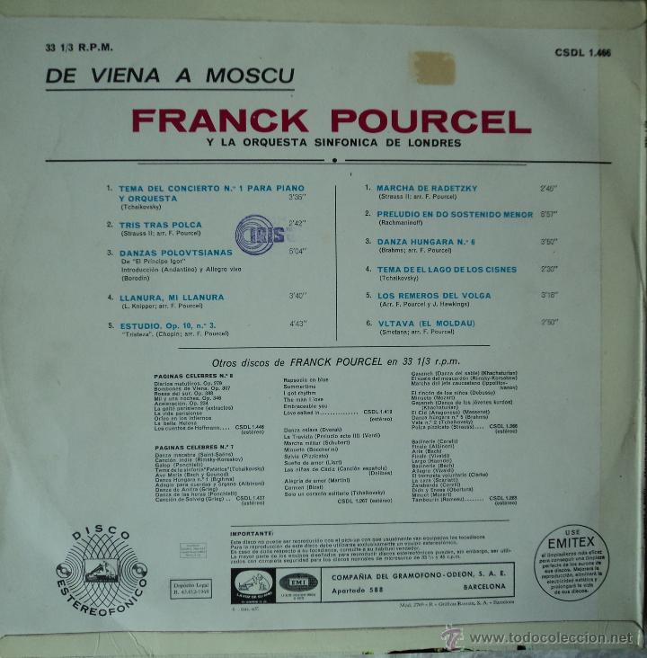 Discos de vinilo: Franck Pourcel - De Vienne &agrave; Moscou - Edici&oacute;n de 1968 de Espa&ntilde;a - Foto 2